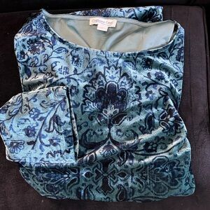 Coldwater Creek Scrolled Stretch Velvet Dress Pullover Cocktail Midi Shift L